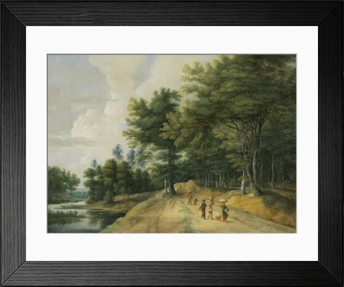 Framed Print : Landscape with a Road through a Wood of Beeches. Creator: Lucas van Uden Framed Print : Landscape with a Road through a Wood of Beeches. Creator: Lucas van Uden