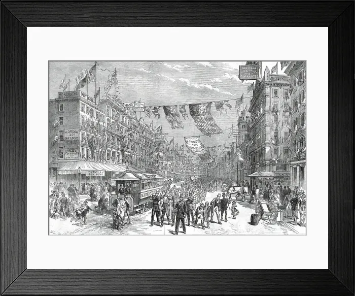 Framed Print : Street in Philadelphia on the Opening Day of the American Centennial Exhibition...1876. Creator: C.R Framed Print : Street in Philadelphia on the Opening Day of the American Centennial Exhibition...1876. Creator: C.R