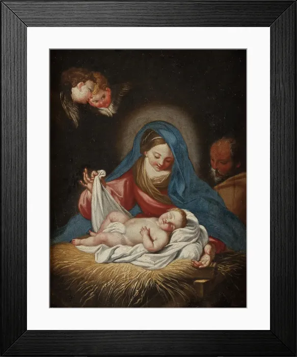 Framed Print : Nativity, mid-17th-early 18th century. Creator: Manner of Carlo Maratta (1625-1713) Framed Print : Nativity, mid-17th-early 18th century. Creator: Manner of Carlo Maratta (1625-1713)
