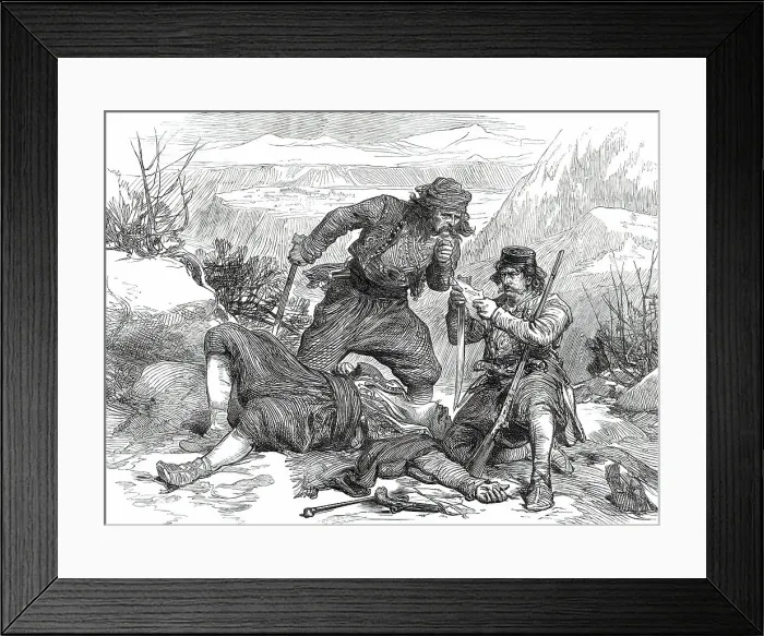 Framed Print : A Journey into the Herzegovina: Fate of a Turkish Spy, from a sketch by our special artist, 1876. Creator: Unknown Framed Print : A Journey into the Herzegovina: Fate of a Turkish Spy, from a sketch by our special artist, 1876. Creator: Unknown