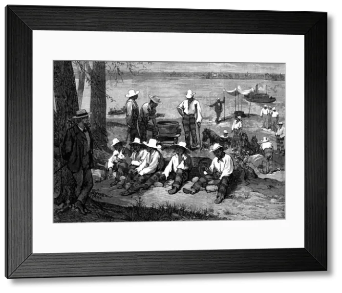 Framed Print : American Sketches: Prison Life in Blackwell's Island, New York - outdoor work, 1876. Creator: Unknown Framed Print : American Sketches: Prison Life in Blackwell's Island, New York - outdoor work, 1876. Creator: Unknown