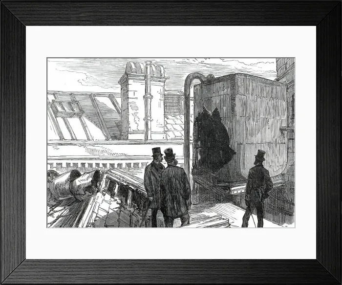 Framed Print : The Accident at St. George's Hospital: the Cistern on the Roof, 1876. Creator: Unknown Framed Print : The Accident at St. George's Hospital: the Cistern on the Roof, 1876. Creator: Unknown
