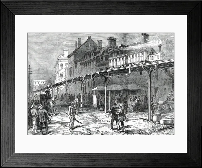 Framed Print : A Street Railway in New York, from a sketch by one of our special artists, 1876. Creator: Unknown Framed Print : A Street Railway in New York, from a sketch by one of our special artists, 1876. Creator: Unknown
