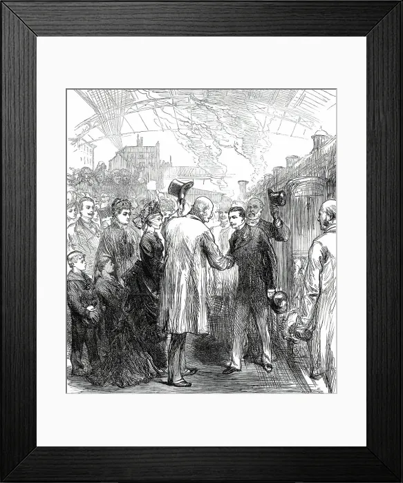 Framed Print : Departure of King George of Hanover from the Victoria Station, 1876. Creator: Unknown Framed Print : Departure of King George of Hanover from the Victoria Station, 1876. Creator: Unknown