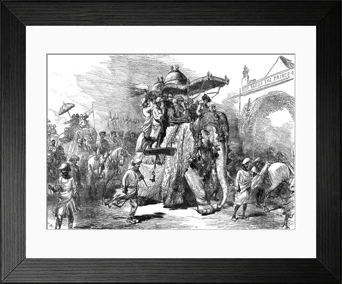 Framed Print : Entry of the Prince of Wales into a City of India, 1876. Creator: C.R