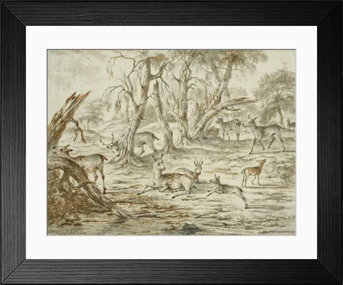Framed Print : Landscape with deer. Creator: Michiel Carree Framed Print : Landscape with deer. Creator: Michiel Carree