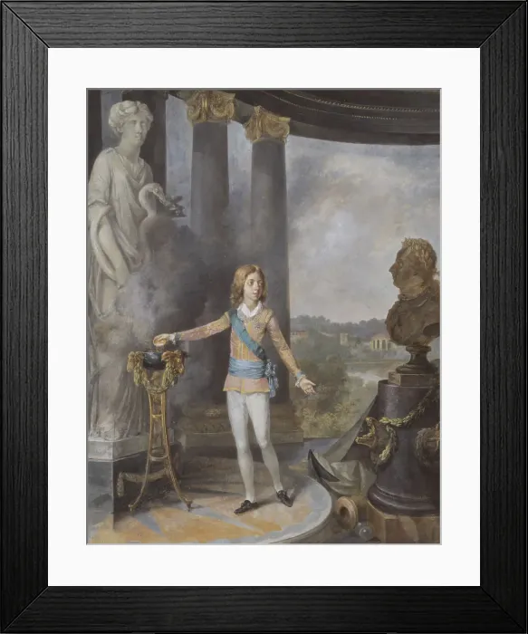 Framed Print : King Gustav IV Adolf of Sweden Sacrifices to Hygieia for his Father's Health, 1792. Creator: Nicolas Lavreince Framed Print : King Gustav IV Adolf of Sweden Sacrifices to Hygieia for his Father's Health, 1792. Creator: Nicolas Lavreince