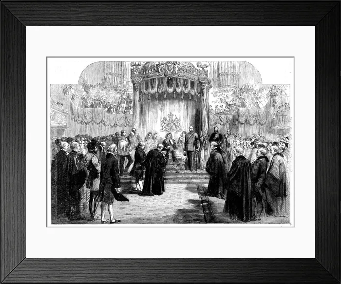 Framed Print : The Queen's Visit to Birmingham - Reading of the Birmingham Corporation Address to Her... 1858. Creator: Unknown Framed Print : The Queen's Visit to Birmingham - Reading of the Birmingham Corporation Address to Her... 1858. Creator: Unknown