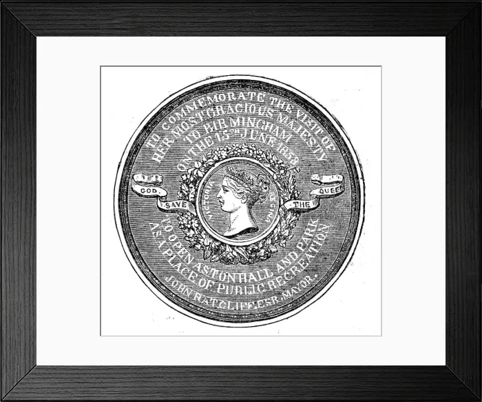 Framed Print : Medal Commemorative of the Opening of Aston Park and Hall by Her Majesty, 1858. Creator: Unknown Framed Print : Medal Commemorative of the Opening of Aston Park and Hall by Her Majesty, 1858. Creator: Unknown