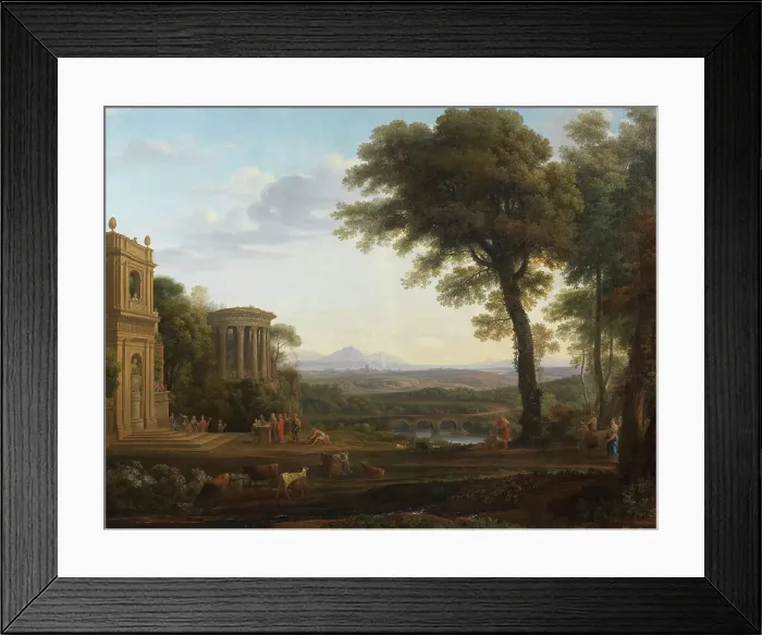Framed Print : Landscape with Psyche's father sacrificing at the Temple of Apollo in Miletos. Creator: Nicolas-Didier Boguet Framed Print : Landscape with Psyche's father sacrificing at the Temple of Apollo in Miletos. Creator: Nicolas-Didier Boguet