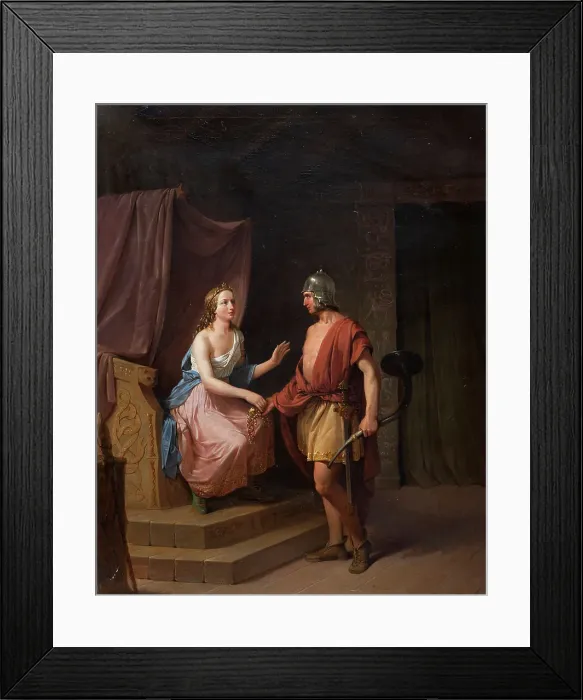 Framed Print : Heimdal hands over the Brisinga jewelry to Freya, 1846. Creator: Nils Andersson Framed Print : Heimdal hands over the Brisinga jewelry to Freya, 1846. Creator: Nils Andersson