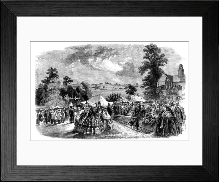 Framed Print : Mowing, Shearing, and Cottagers Flower Show, at Coleshill Park - the Distribution of the... 1858. Creator: Unknown Framed Print : Mowing, Shearing, and Cottagers Flower Show, at Coleshill Park - the Distribution of the... 1858. Creator: Unknown