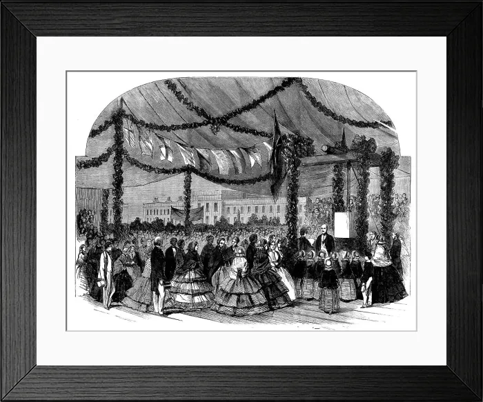 Framed Print : Prince Albert Laying the Foundation-stone of the New Wing of the Licenced Victuallers Asylum, 1858. Creator: Unknown Framed Print : Prince Albert Laying the Foundation-stone of the New Wing of the Licenced Victuallers Asylum, 1858. Creator: Unknown