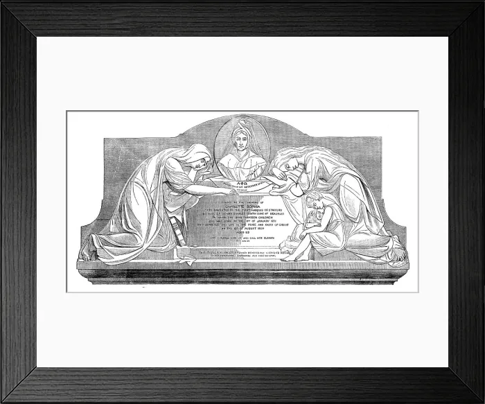 Framed Print : Monumental Tablet to the Memory of the Late Duchess of Beaufort recently erected in... 1858. Creator: Unknown Framed Print : Monumental Tablet to the Memory of the Late Duchess of Beaufort recently erected in... 1858. Creator: Unknown