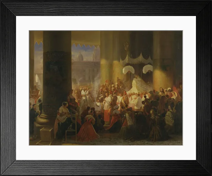 Framed Print : Procession at the Feast of Corpus Christi in Rome, 1847. Creator: Egron Sellif Lundgren