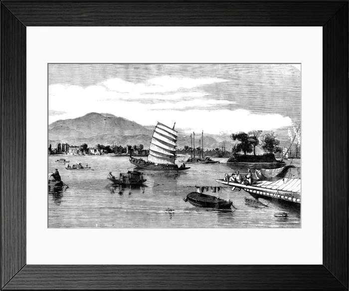 Framed Print : The City of Canton - from the Island of Honan - from a sketch by our special artist and... 1858. Creator: Unknown Framed Print : The City of Canton - from the Island of Honan - from a sketch by our special artist and... 1858. Creator: Unknown