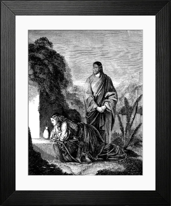 Framed Print : Mary Magdalene at the Sepulchre - painted by H. Le Jeune - in the possession of the Duke... 1858. Creator: Unknown. Mary Magdalene at the Sepulchre - painted by H. Le Jeune - in the possession of the Duke... 1858. Creator: Unknown Framed Print : Mary Magdalene at the Sepulchre - painted by H. Le Jeune - in the possession of the Duke... 1858. Creator: Unknown. Mary Magdalene at the Sepulchre - painted by H. Le Jeune - in the possession of the Duke... 1858. Creator: Unknown