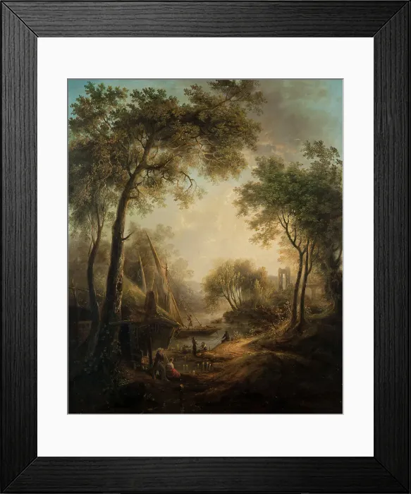 Framed Print : Summer Landscape with Water and Tall Trees. Creator: Elias Martin Framed Print : Summer Landscape with Water and Tall Trees. Creator: Elias Martin