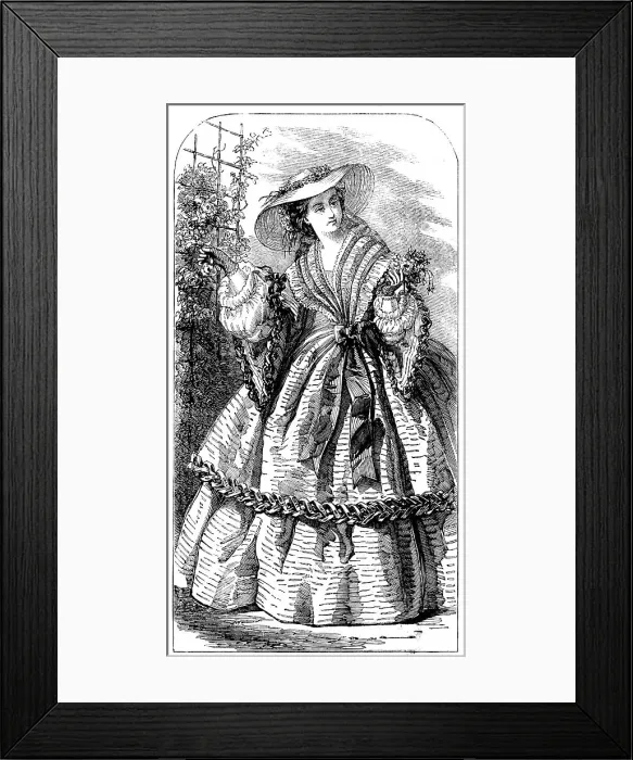 Framed Print : Fashions for August - Country or Seaside Dress, 1858. Creator: Unknown Framed Print : Fashions for August - Country or Seaside Dress, 1858. Creator: Unknown