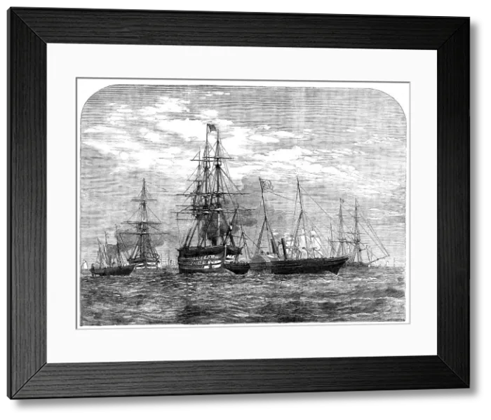 Framed Print : Her Majesty en route for Cherbourg, 1858. Creator: Unknown