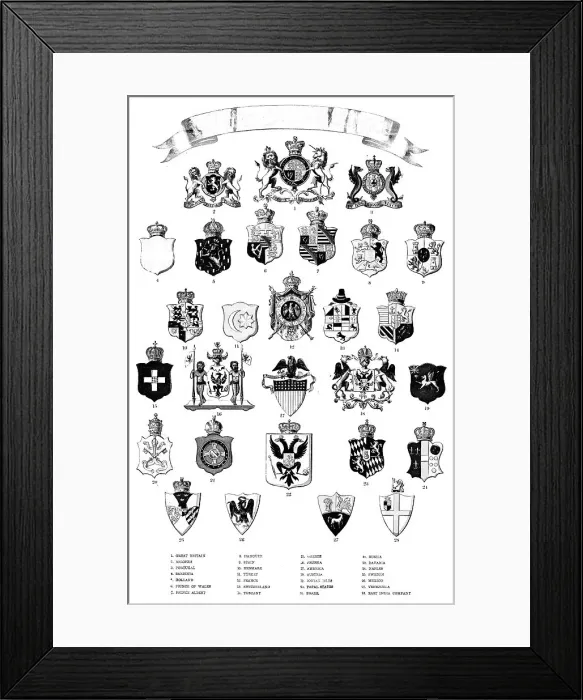 Framed Print : Heraldic crests, 1858. Creator: Unknown Framed Print : Heraldic crests, 1858. Creator: Unknown