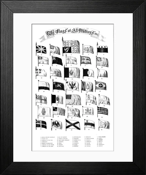 Framed Print : The Flags of All Nations, 1858. Creator: Unknown Framed Print : The Flags of All Nations, 1858. Creator: Unknown