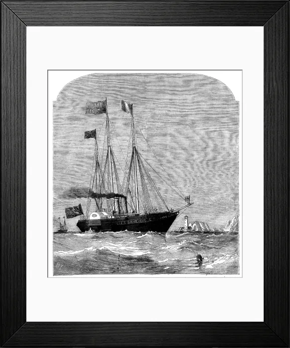 Framed Print : The Cherbourg Fetes - the Royal Yacht passing the Needles, 1858. Creator: Richard Principal Leitch Framed Print : The Cherbourg Fetes - the Royal Yacht passing the Needles, 1858. Creator: Richard Principal Leitch