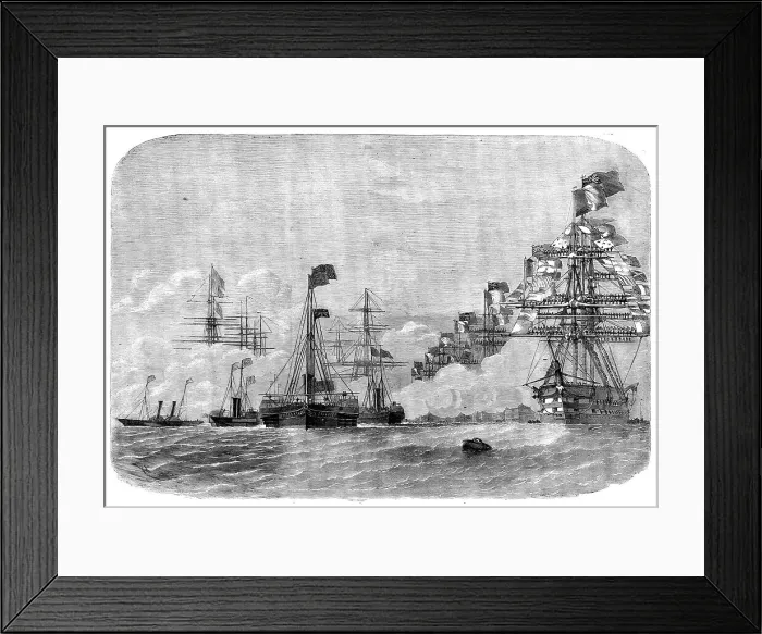 Framed Print : The Cherbourg Fetes - Arrival of Her Majesty at Cherbourg, 1858. Creator: Unknown Framed Print : The Cherbourg Fetes - Arrival of Her Majesty at Cherbourg, 1858. Creator: Unknown