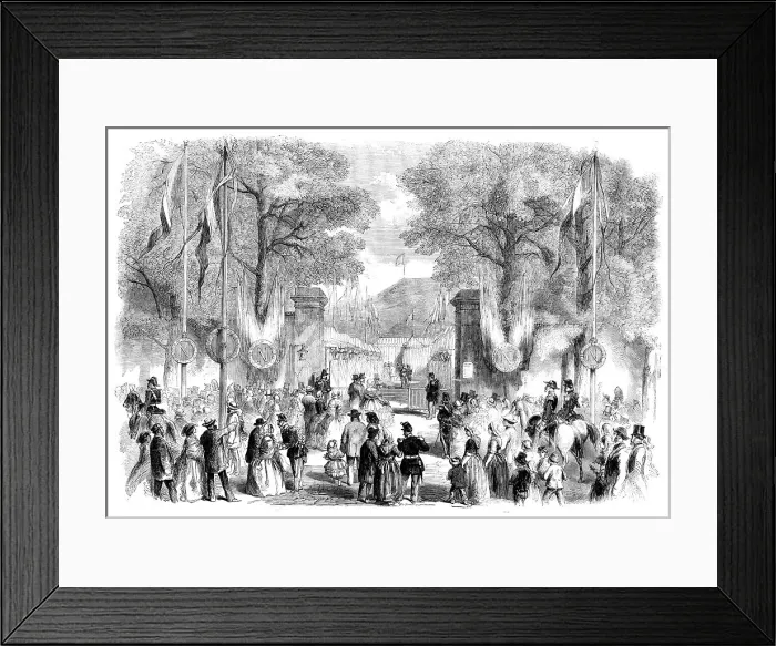 Framed Print : The Cherbourg Fetes - Tents at the Railway Station, Cherbourg, 1858. Creator: Unknown Framed Print : The Cherbourg Fetes - Tents at the Railway Station, Cherbourg, 1858. Creator: Unknown