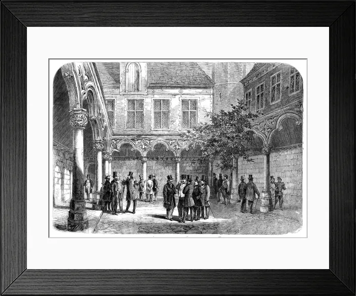 Framed Print : The Bourse at Antwerp, recently destroyed by fire, 1858. Creator: Smyth Framed Print : The Bourse at Antwerp, recently destroyed by fire, 1858. Creator: Smyth