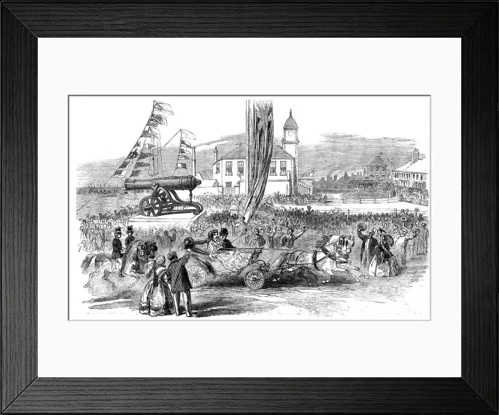 Framed Print : Inauguration of a Russian Gun at Seaham Harbour, near Sunderland, 1858. Creator: Unknown Framed Print : Inauguration of a Russian Gun at Seaham Harbour, near Sunderland, 1858. Creator: Unknown