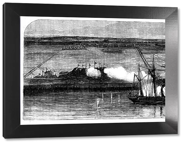 The Attack on the Peiho Forts by the English and French Fleets, 1858. Creator: Harvey Orrin Smith