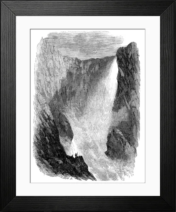 Framed Print : The Vöring Foss on the Hardanger Fjord, in Norway, 1858. Creator: M. Jackson