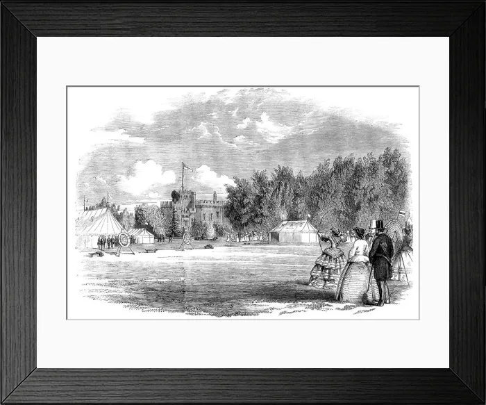Framed Print : Meeting of the Worcestershire Archery Society in the Grounds of Lea Castle, Wolverley... 1858. Creator: Unknown Framed Print : Meeting of the Worcestershire Archery Society in the Grounds of Lea Castle, Wolverley... 1858. Creator: Unknown