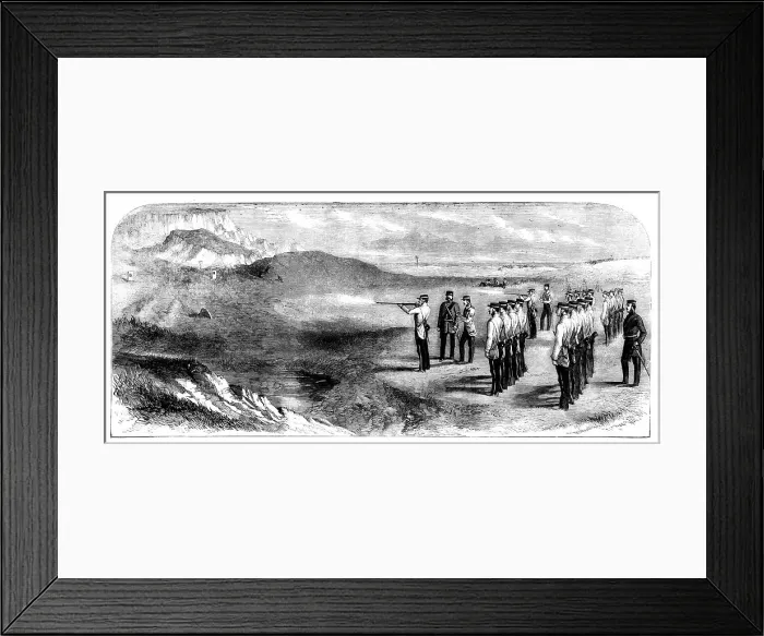 Framed Print : The Hon. Artillery Company of London Practising with the Rifle at Seaford, Sussex, 1858. Creator: Unknown Framed Print : The Hon. Artillery Company of London Practising with the Rifle at Seaford, Sussex, 1858. Creator: Unknown