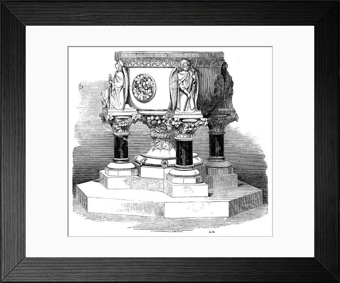 Framed Print : Font in St. Mary's Church, Stoke Newington, 1858. Creator: Unknown Framed Print : Font in St. Mary's Church, Stoke Newington, 1858. Creator: Unknown