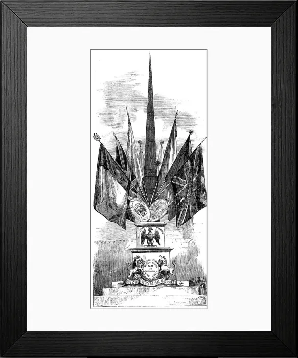 Framed Print : Trophy erected by the English Residents at Dinan in Honour of the Visit of the Emperor and... 1858. Creator: Unknown Framed Print : Trophy erected by the English Residents at Dinan in Honour of the Visit of the Emperor and... 1858. Creator: Unknown
