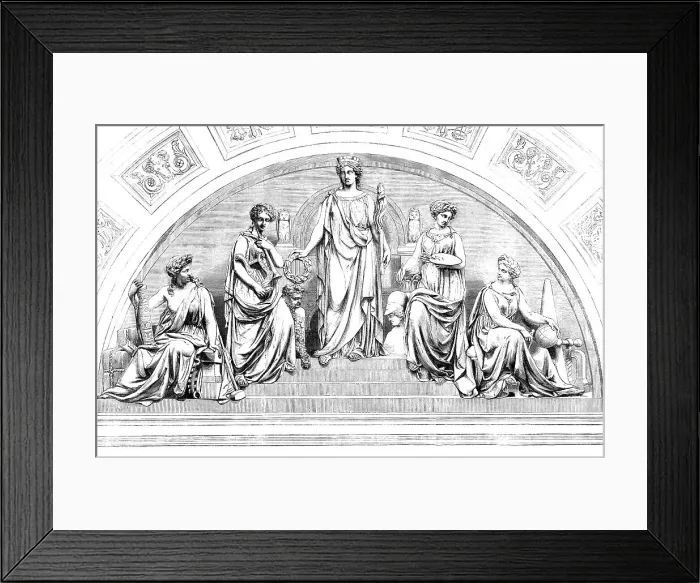 Framed Print : Emblematic Group of Figures, by Mr. John Thomas, over the Principal Entrance of the Leeds... 1858. Creator: Unknown Framed Print : Emblematic Group of Figures, by Mr. John Thomas, over the Principal Entrance of the Leeds... 1858. Creator: Unknown