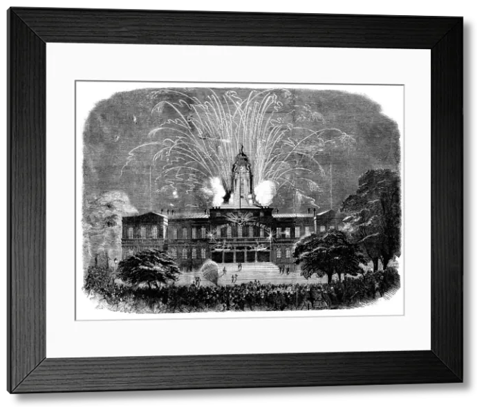 Framed Print : Celebration of the Laying of the Atlantic Telegraph Cable at New York - the Illumination... 1858. Creator: Unknown Framed Print : Celebration of the Laying of the Atlantic Telegraph Cable at New York - the Illumination... 1858. Creator: Unknown