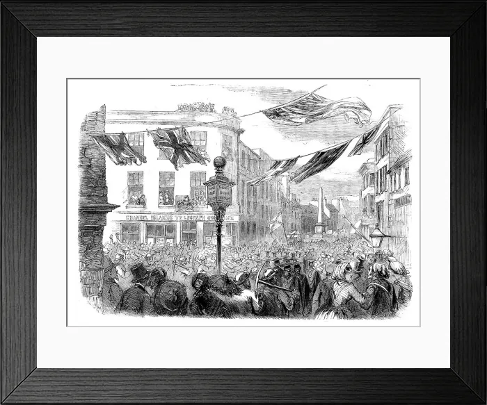 Framed Print : Celebration at Jersey of the Opening of the Channel Islands Telegraph, 1858. Creator: Unknown Framed Print : Celebration at Jersey of the Opening of the Channel Islands Telegraph, 1858. Creator: Unknown