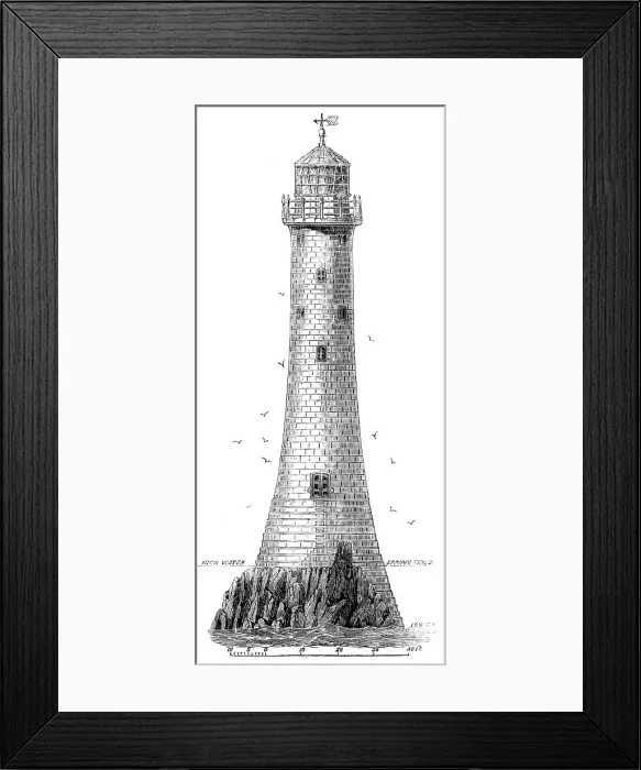 Framed Print : New Lighthouse on Bishop Rock, Scilly Islands, 1858. Creator: Unknown Framed Print : New Lighthouse on Bishop Rock, Scilly Islands, 1858. Creator: Unknown