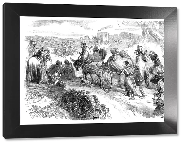 Hop-pickers on the Road - drawn by Phiz, 1858. Creator: Hablot Knight Browne
