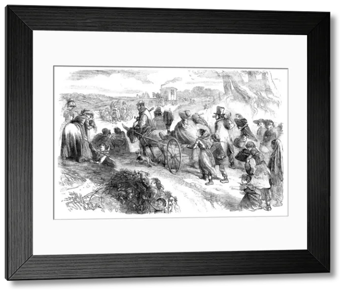 Framed Print : Hop-pickers on the Road - drawn by Phiz, 1858. Creator: Hablot Knight Browne Framed Print : Hop-pickers on the Road - drawn by Phiz, 1858. Creator: Hablot Knight Browne