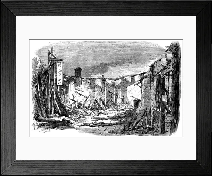 Framed Print : Sketches in Canton - Appearance of a Busy Street...after a Visit from The Barbarians, 1858. Creator: Unknown. Sketches in Canton - Appearance of a Busy Street...after a Visit from The Barbarians, 1858. Creator: Unknown Framed Print : Sketches in Canton - Appearance of a Busy Street...after a Visit from The Barbarians, 1858. Creator: Unknown. Sketches in Canton - Appearance of a Busy Street...after a Visit from The Barbarians, 1858. Creator: Unknown