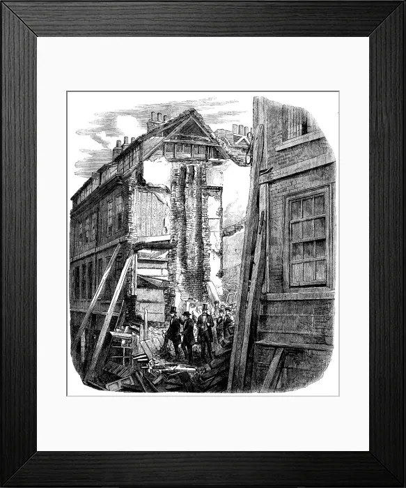 Framed Print : Ruins of the Fallen Houses in Pilgrim-street, City, 1858. Creator: Unknown