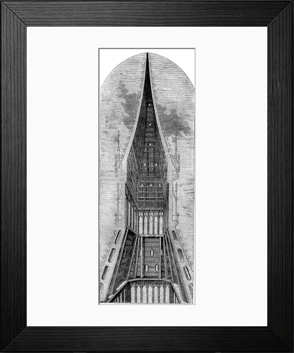 Framed Print : Sectional View of the Clock Tower, 1858. Creator: Unknown Framed Print : Sectional View of the Clock Tower, 1858. Creator: Unknown