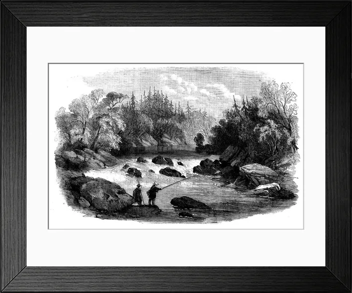Framed Print : Sporting Scenes in Canada - Escoumains River: a Salmon Pool, 1858. Creator: Unknown Framed Print : Sporting Scenes in Canada - Escoumains River: a Salmon Pool, 1858. Creator: Unknown