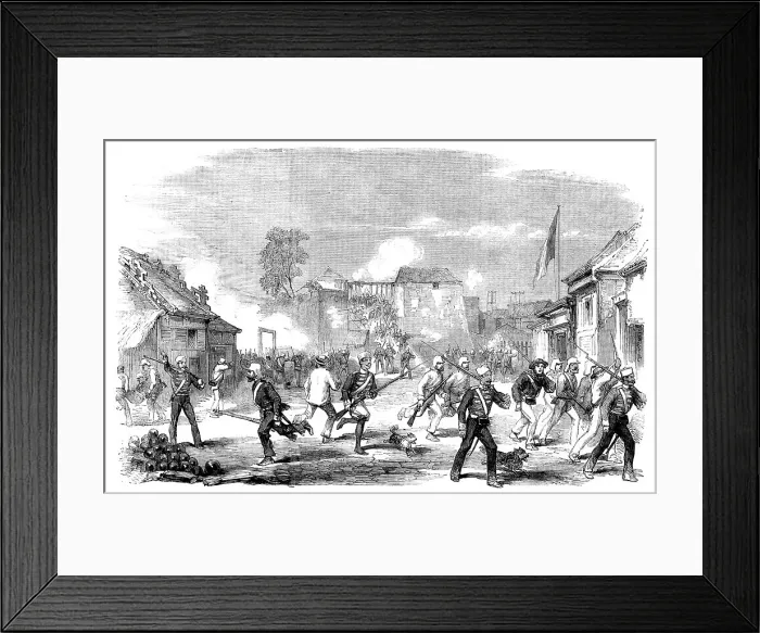 Framed Print : Sketches at Canton - Panic at the Commissariat Stores - Great Firing and No Execution, 1858. Creator: Unknown. Sketches at Canton - Panic at the Commissariat Stores - Great Firing and No Execution, 1858. Creator: Unknown Framed Print : Sketches at Canton - Panic at the Commissariat Stores - Great Firing and No Execution, 1858. Creator: Unknown. Sketches at Canton - Panic at the Commissariat Stores - Great Firing and No Execution, 1858. Creator: Unknown
