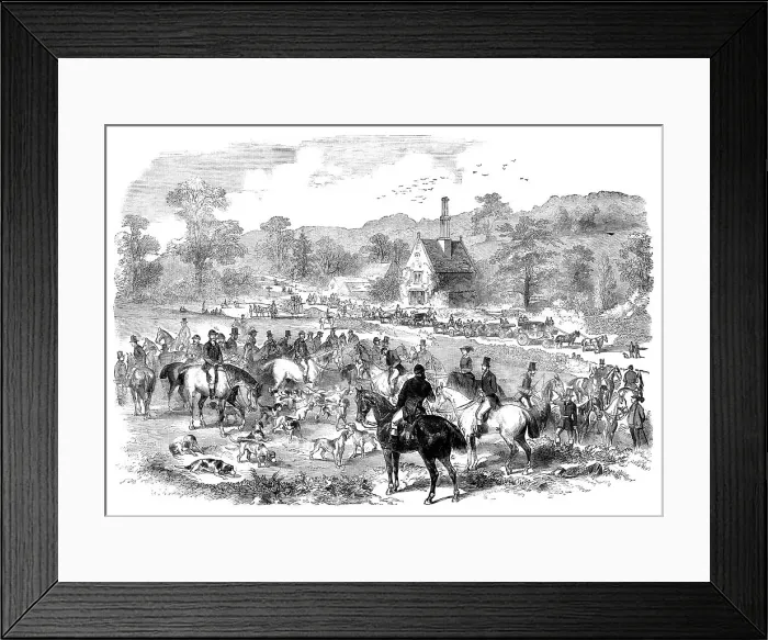 Framed Print : First Meet of the Season of the Cotswold Hounds, 1858. Creator: Unknown Framed Print : First Meet of the Season of the Cotswold Hounds, 1858. Creator: Unknown