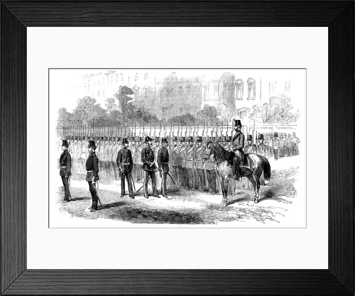 Framed Print : Inspection of the City of London Militia, 1858. Creator: Unknown Framed Print : Inspection of the City of London Militia, 1858. Creator: Unknown
